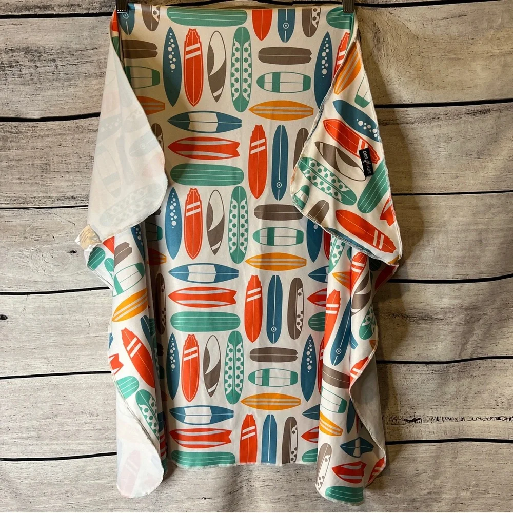 Luv Bug Kids UPF 50+ Pool/Beach Sunscreen Hooded Towel Surfboards Print Colorful